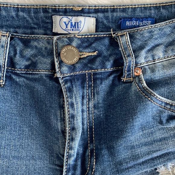 YMI Fashion Nova Dark Denim Distressed Booty Shorts - Picture 5 of 7